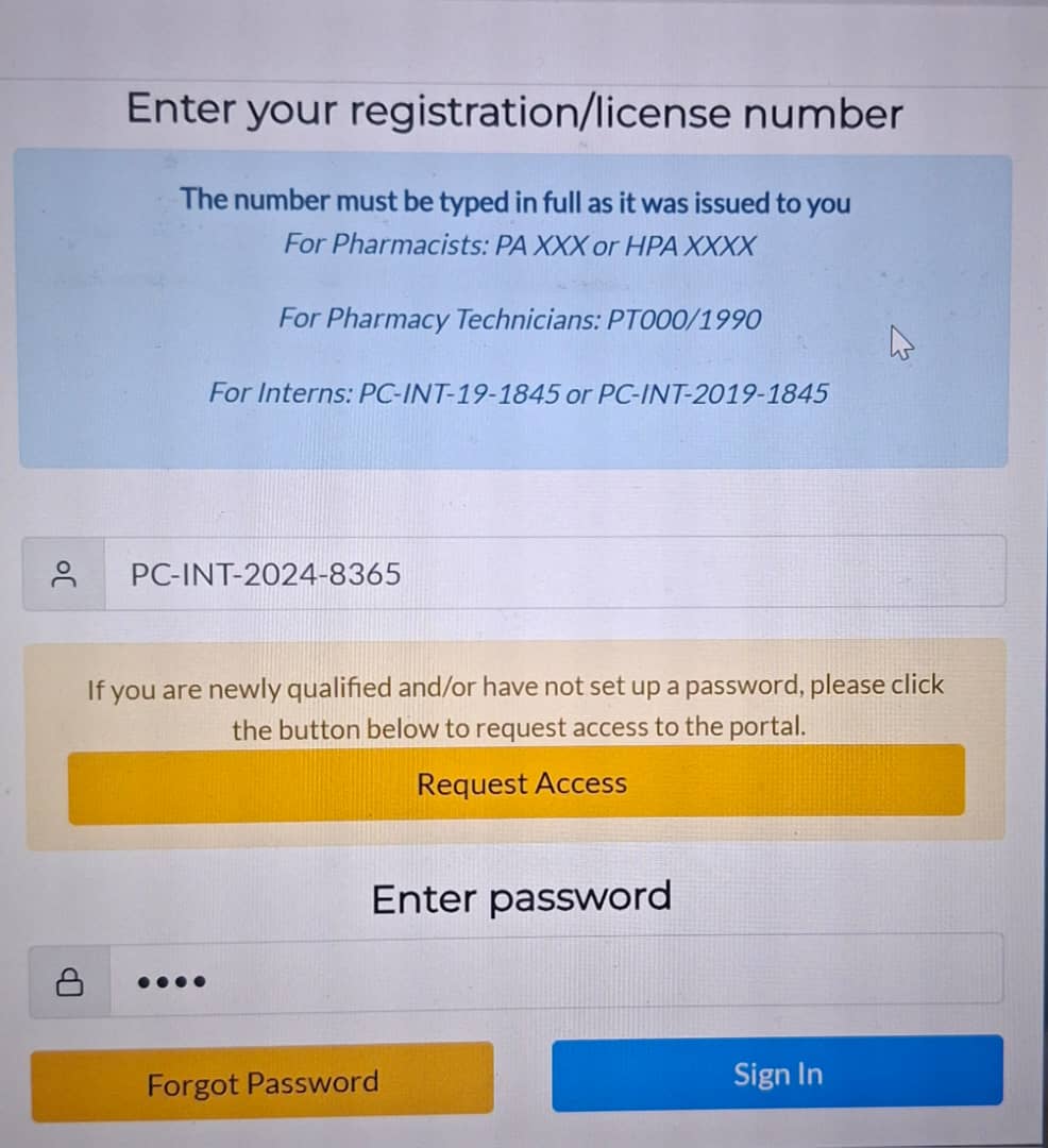 GPTCE Registration Portal Screenshot
